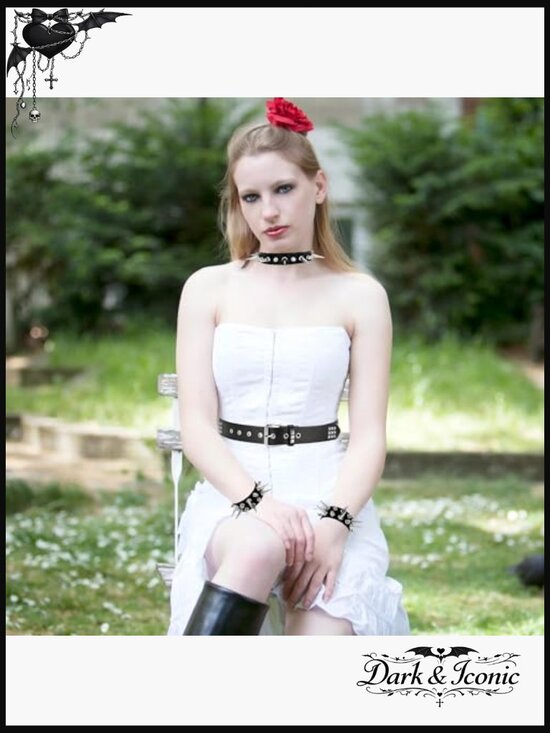 Studded Belt Spiked Choker Bracelet Set Punk Goth Emo Accessories main image 4